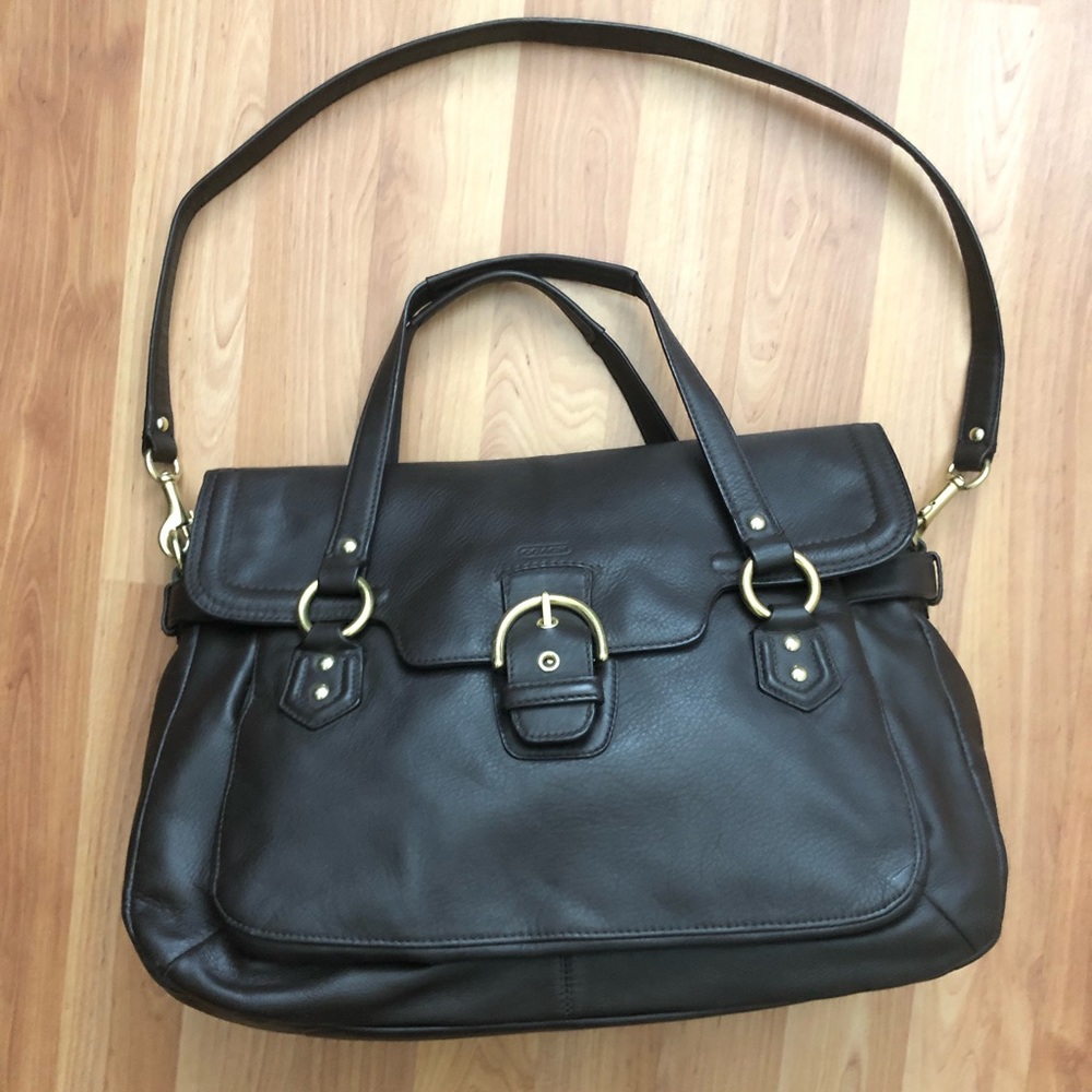 COACH satchel shoulder bag purse brown